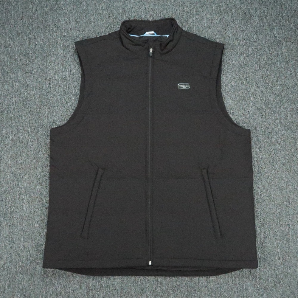 Good Good Golf Vest Mens XXL Black Elite Quilted Stretch Full Zip Pockets Lined